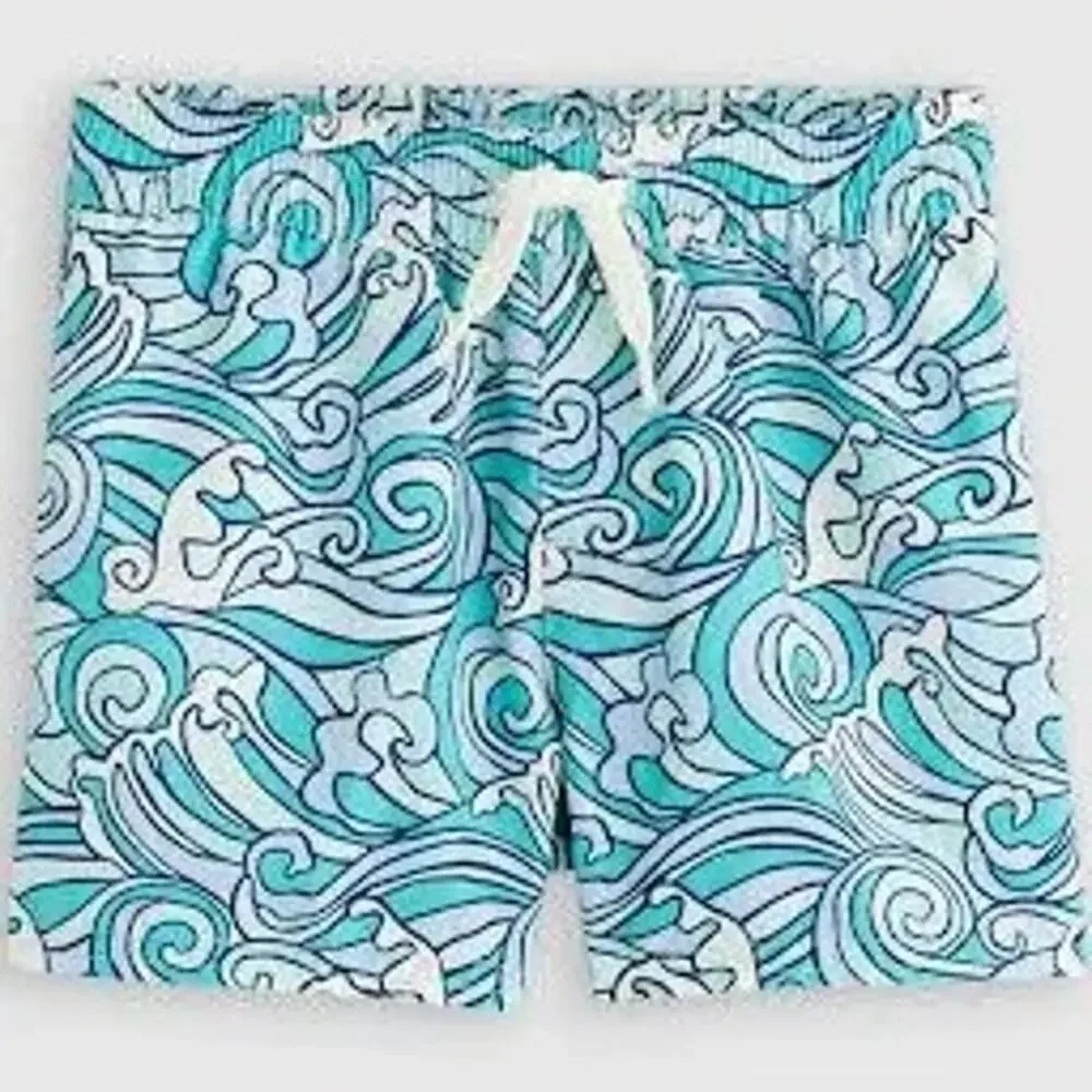 NWT Quince Baby Swim Trunk & Rash Guard 3 PC Set UPF 50+ Swim Hat Waves 3-6m